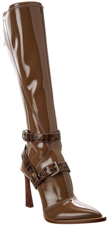 fendi logo motif cage knee high boot|FENDI Karligraphy knee.